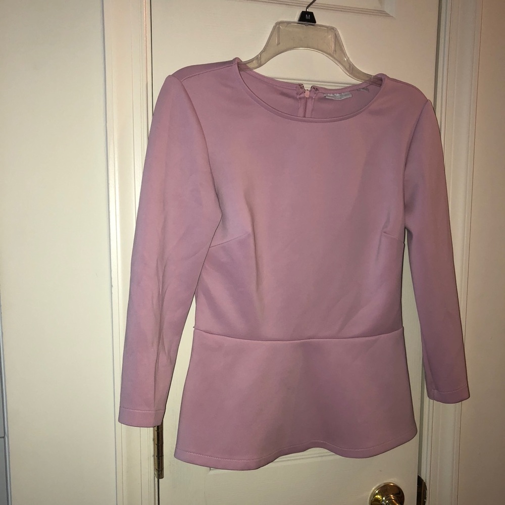 New York & Co Pale Pink Peplum Blouse